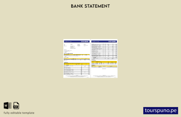 listo para imprimir plantilla de páginas de Word de extracto bancario de DCB de 